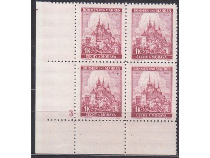 1939, 1K Praha, roh. 4blok s DČ 3 - široký okraj, Nr.31, **