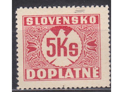 1939, 5Ks Doplatní, vodorovný rastr, Nr.DL10, **