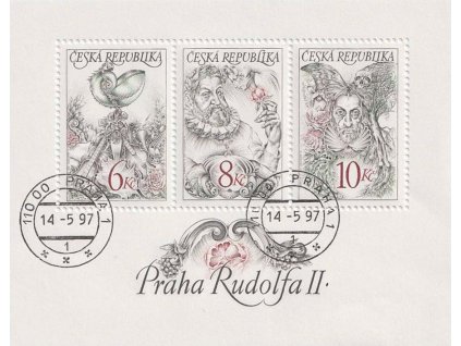 1997, 8-10Kč aršík Praha Rudolfa II., Nr.A146-48, razítkované