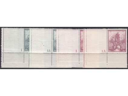 1936, 50h-1Kč Mácha, 4 roh. kusy s kupony a DČ 1,1A, Nr.298-9, **