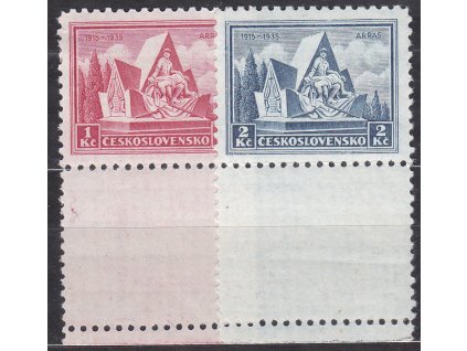 1935, 1-2Kč Arras, série, dolní kupony, Nr.289-90, * po nálepce, ilustrační foto
