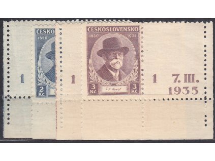 1935, 2-3Kč TGM, L+P roh. kupony s DČ 1 7.III.1935, , Nr.287-8, * po nálepce, ilustrační foto
