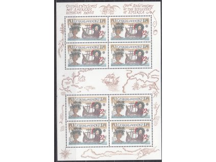 1992, 22Kčs aršík Kolumbus, DV - "560 Výročí", ZP 6/2, Nr.A3006, **
