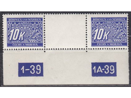 1939, 10K Doplatní, meziarší s DČ1-39-1A-39, Nr.DL13, **