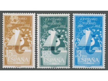 1955, 15C-3Pta série Telegraf, MiNr.1065-67, **