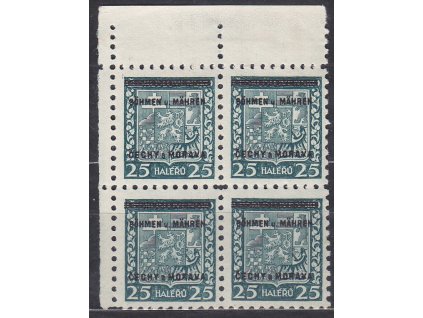 1939, 25h Znak, levý horní roh. 4blok, Nr.4, **, ilustrační foto