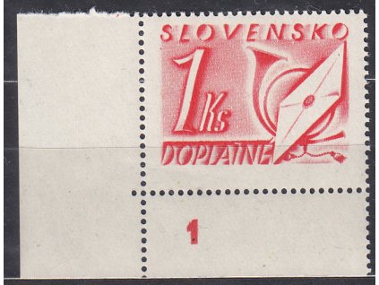 1942, 1Ks červená, roh. kus s DČ 1, Nr.DL30, **