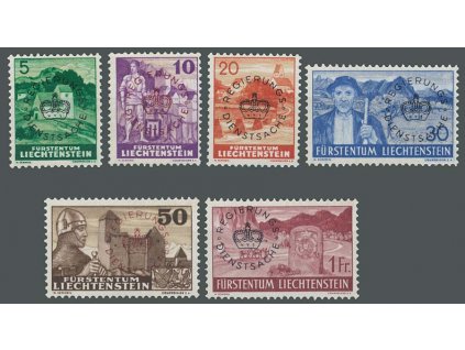 1937, 5 Rp-1Fr neúplná služební série, MiNr.20-22,24-26, **