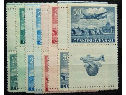 1946, 10-50Kčs letecké, Nr.L20-24, KH+KD, **