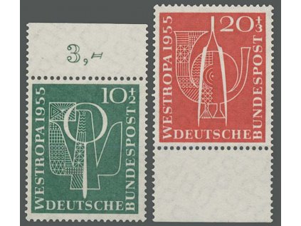 1955, 10-20Pf série Výstava známek, MiNr.217-18, **