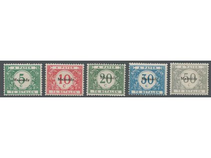 1920, Malmédy, 5-50C doplatní série, MiNr.1-5, * po nálepce