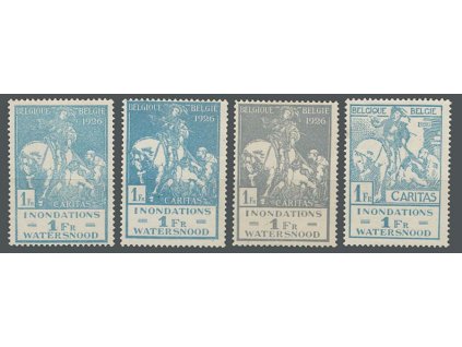 1926, 1Fr Inondations, 4 kusy - barvy, MiNr.208-9, **/*