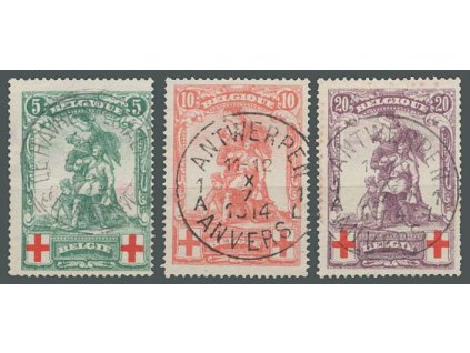 1914, 5-20C série Červený kříž, MiNr.104-6, razítkované, dv