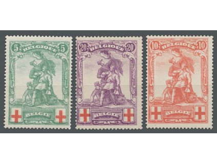 1914, 5-20C série Červený kříž, MiNr.104-6, * po nálepce