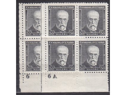 1937, 50h Masaryk, roh. 4bloky s DČ 6 a 6A, Nr.324, **/*