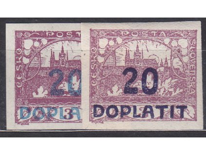 1922, 20/3h fialová, 2 ks - modrý a fialový přetisk, Nr.DL16,16a, **/*, ilustrační foto