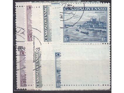 1936, 4-10Kč Krajiny, kupony na obě strany, Nr.311-313, razítkované, ilustrační foto