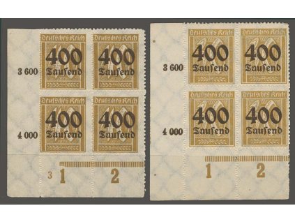 1923, 400 Tsd/30 Pf a 400 Tsd/40 Pf, 4bloky, MiNr.299,300, **