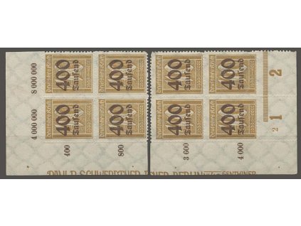 1923, 400 Tsd/40 Pf, rohové 4bloky, MiNr.300, **