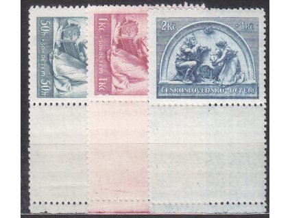 1937, 50h-2Kč Dětem, kupony na jednu stranu, Nr.315-17, **