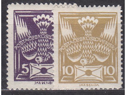 5 a 10h Holubice, obě s Řz. 13 3/4, Nr.144B,146B, * po nálepce, ilustrační foto