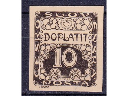 10h černá, ZT na nahnědlém papíru, Nr.DL2, bez lepu