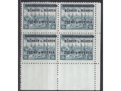 1939, 50h Plzeň, pravý dolní roh. 4blok - bez tečky, Nr.7, **