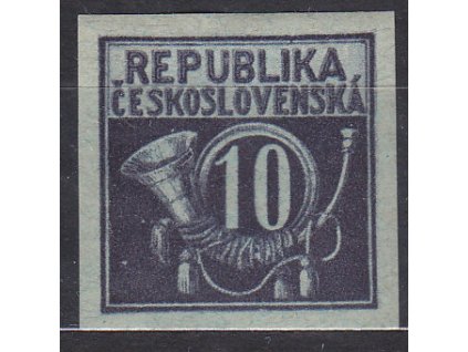 Návrh na čs. kolek 10h v modré barvě na známkovém papíru s lepem, * po nálepce, cca 1920