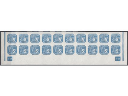 1943, 5h modrá, 20pás s DČ 5-43 - rám nepřerušen, Nr.NV11, **