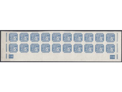 1943, 5h modrá, 20pás s DČ 7-43, Nr.NV11, **