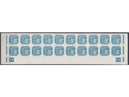 1943, 5h modrá, 20pás s DČ 12-43, Nr.NV11, **