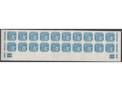 1943, 5h modrá, 20pás s DČ 17-43, Nr.NV11, **