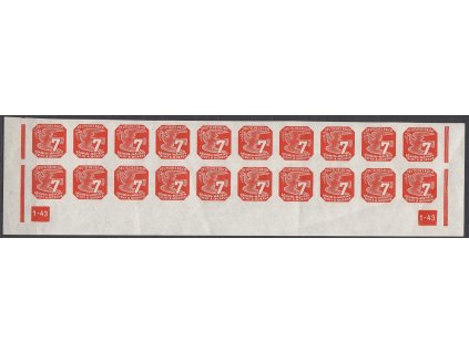 1943, 7h oranžová, 20pás s DČ 1-43 - rám přerušen, Nr.NV12, **