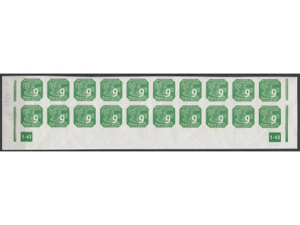 1943, 9h zelená, 20pás s DČ 1-43 - rám přerušen, Nr.NV13, **