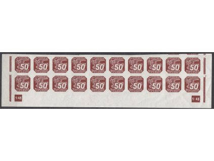 1943, 50h hnědá, 20pás s DČ 1-43 - přerušený rám, Nr.NV17, **