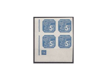 1939, 5h modrá, roh. 4blok s DČ 11, Nr.NV2, **