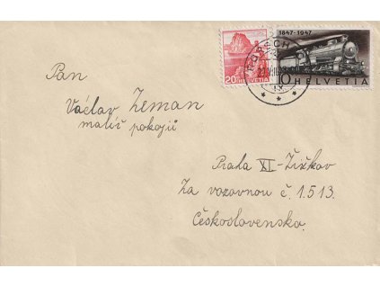 1947, DR Rorschach, dopis zaslaný do ČSR, hezké