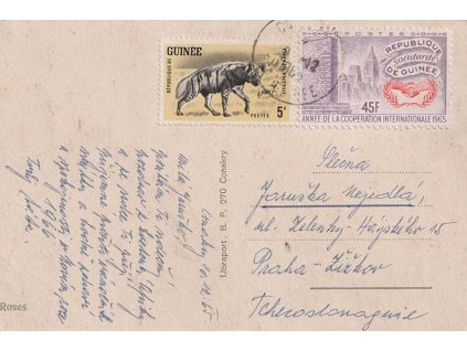 Guinea, 1965, DR Conakry, let. pohlednice zaslaná do ČSSR, dv