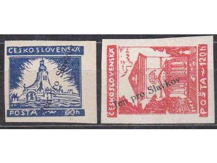 2 ks revolučních zn. 60-120h s přetiskem JEN PRO SLAVKOV, **, ilustrační foto