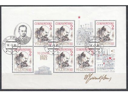 1985, 2Kčs aršík Lenin, Nr.A2688, razítkované, denní razítko, ilustrační foto