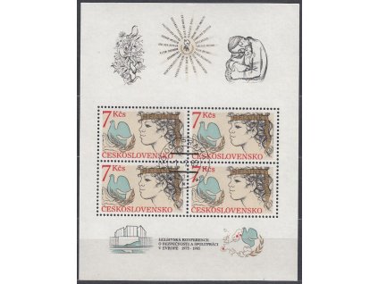 1985, 7Kčs aršík Helsinky, zoubkovaný, NrA2704A, razítkovaný, denní razítko