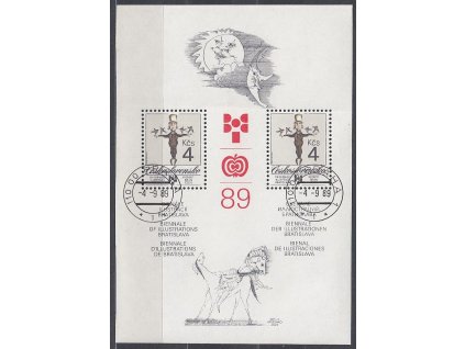 1989, 4Kčs aršík BIB, Nr.A2908, razítkované, denní razítko, ilustrační foto