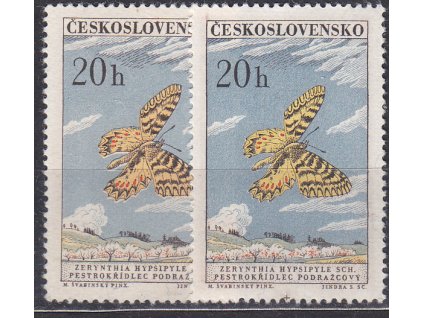 1961, 20h Motýli, 2 ks - odstíny barev, Nr.1218a,b, **