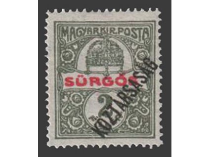 1918, 2 f Spěšná, posun přetisku, MiNr.222, * po nálepce