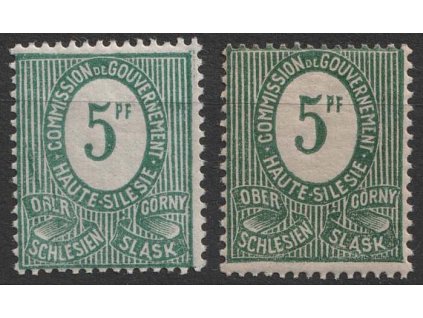 Oberschlesien, 1920, 5 Pf zelená - odstíny, MiNr.3, **