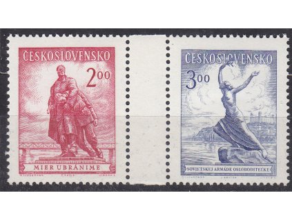 1952, 2-3Kčs Bratislava, spojka z aršíku, Nr.691-2, **