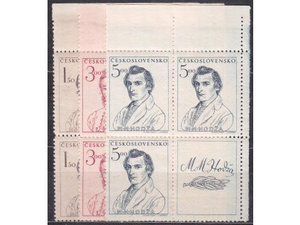 1948, 1.50-5Kčs Slovenské povstání, Nr.481-3, pravé horní roh. 4bloky, **