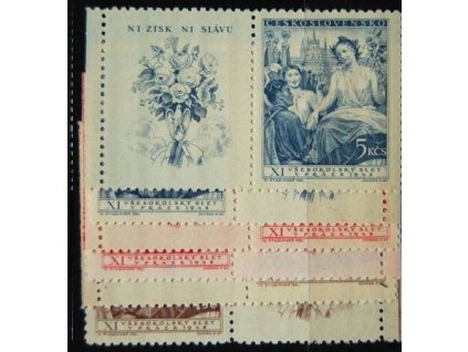 1948, 1.50-5Kčs Všesokolský slet, Nr.467-69, KL+KP, **