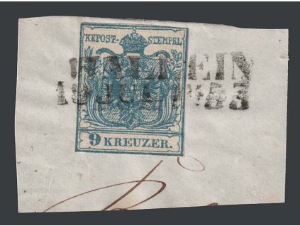 1850, 9 Kr Znak, razítko Hallein, výstřižek, MiNr.5