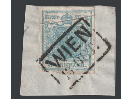 1850, 9 Kr Znak, razítko Wien, výstřižek, MiNr.5, složka